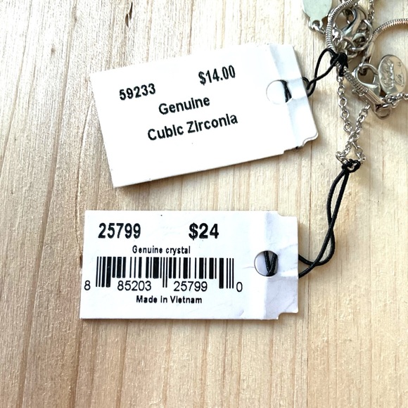 Cookie Lee cubic zirconia necklace lot 2 tiny cz choker NWT - Picture 6 of 6